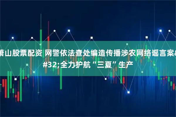 萧山股票配资 网警依法查处编造传播涉农网络谣言案 全力护航“三夏”生产