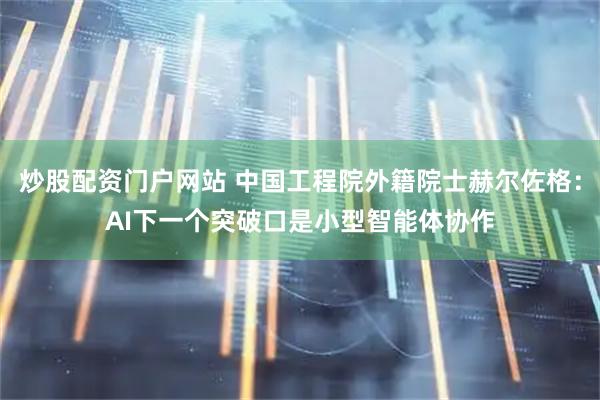 炒股配资门户网站 中国工程院外籍院士赫尔佐格：AI下一个突破口是小型智能体协作