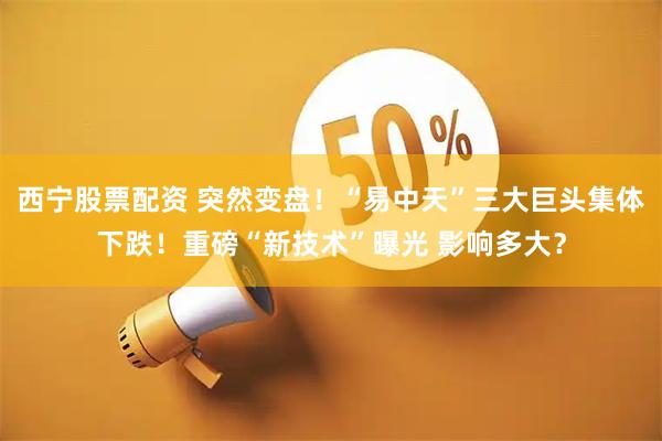 西宁股票配资 突然变盘！“易中天”三大巨头集体下跌！重磅“新技术”曝光 影响多大？